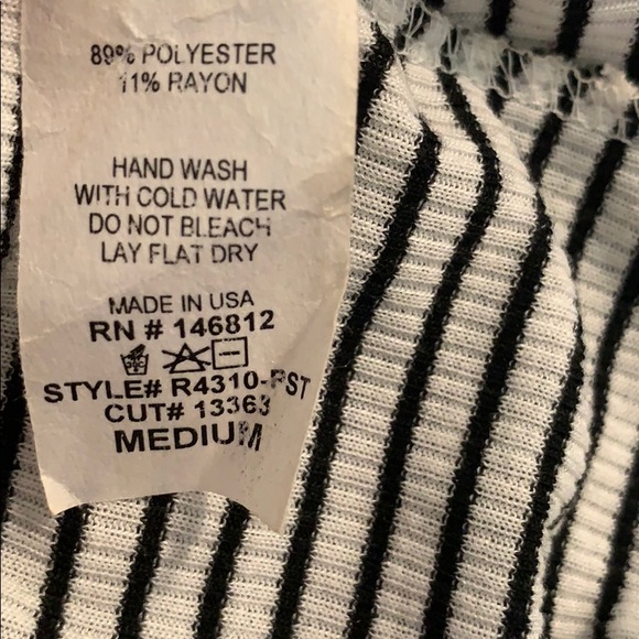 Off the shoulder black and white striped crop top - Picture 7 of 8